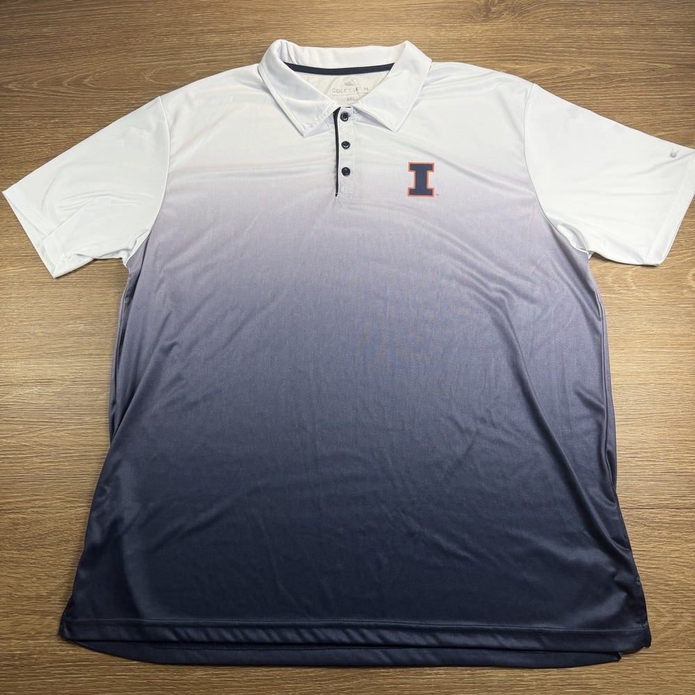 Colosseum Illinois Fighting Illini Polo Men's 3XL Ombre NCAA Golf Shirt Game Day